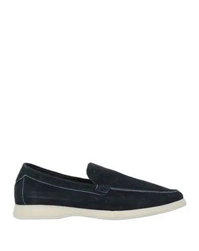 Andrea Ventura Firenze Man Loafers Navy Size 8.5 Leather In Blue