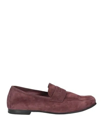 Andrea Ventura Firenze Man Loafers Plum Size 9 Leather In Burgundy