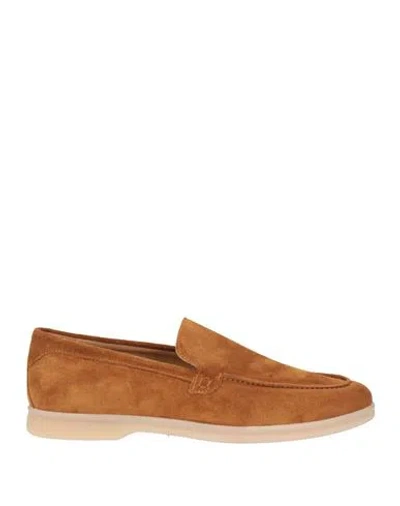 Andrea Ventura Firenze Man Loafers Tan Size 9 Leather In Brown