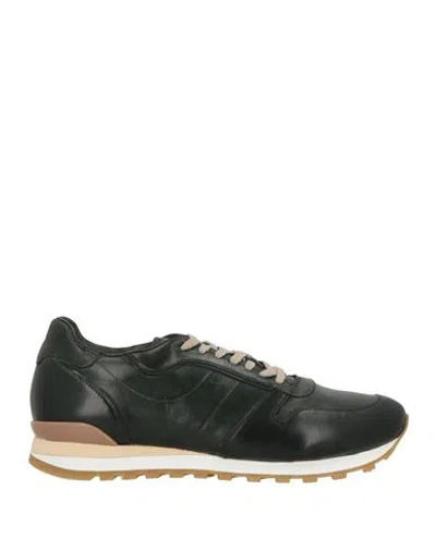 Andrea Ventura Firenze Man Sneakers Dark Green Size 7 Leather, Textile Fibers