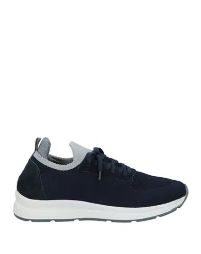 Andrea Ventura Firenze Man Sneakers Midnight Blue Size 10.5 Leather, Textile Fibers