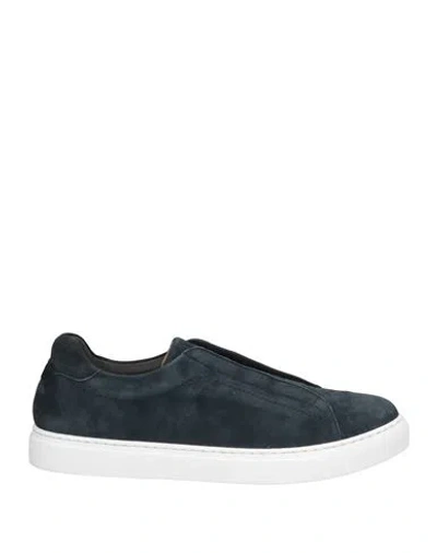 Andrea Ventura Firenze Man Sneakers Navy Size 9 Leather In Blue