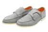 Andrea Ventura Master 2 Laces Solid Suede Elastic Monk Strap Slip-on Shoes In Gray