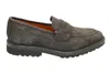 Andrea Ventura Norvegese Mocassino Adler Solid Suede Penny Loafers In Gray
