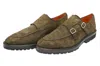 Andrea Ventura Norvegese Parigino Adler Monk Strap Suede Shoes In Green