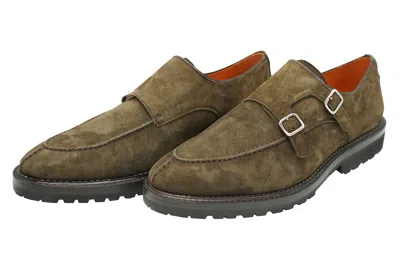 Andrea Ventura Norvegese Parigino Adler Monk Strap Suede Shoes In Green