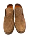 Andrea Ventura Suede High Loafers W/ Rubber Soles In Brown