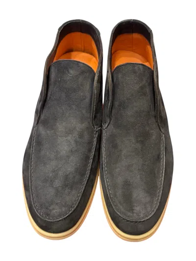Andrea Ventura Suede High Loafers W/ Rubber Soles In Gray