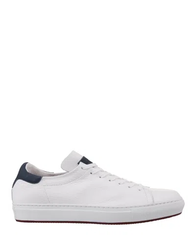 Andrea Ventura White Leather Trainers With Blue Spoiler