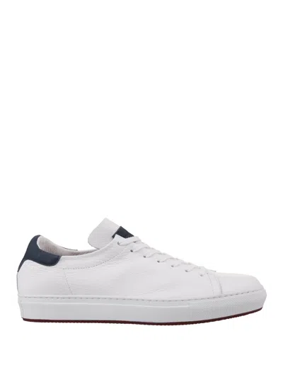 Andrea Ventura White Leather Sneakers With Blue Spoiler