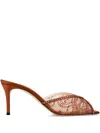 Andrea Wazen 105mm Katy Lace-embellished Sandals In Brown