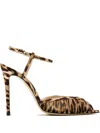 Andrea Wazen 105mm Katy Pleated Ankle-strap Sandals In Neutral