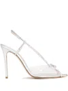 Andrea Wazen 105mm Kay Crystal-embellished Bow Sandals In Silver
