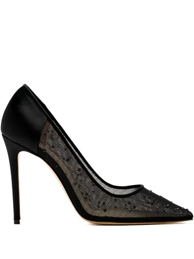Andrea Wazen 105mm Lore Glitz Embellished Pumps In Black