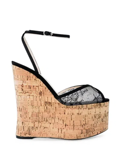 Andrea Wazen 150mm Bardot Wedge Sandals In Multi