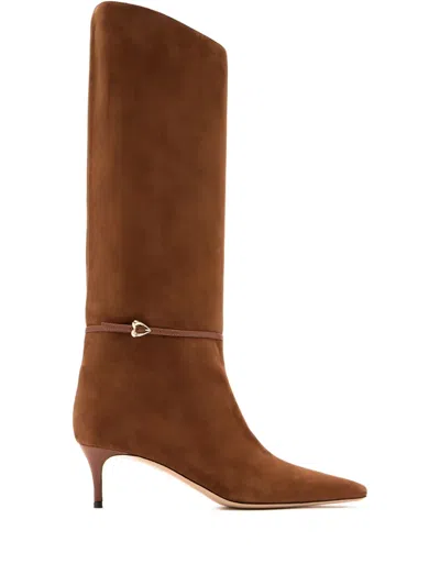 Andrea Wazen 55mm Laila Suede Knee-high Boots In Brown