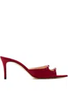 Andrea Wazen 75mm Carol Crystal-buckle Mules In Red