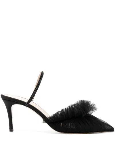 Andrea Wazen 75mm Franca Glitz Pumps In Black