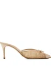 Andrea Wazen 75mm Kris Pleated Bow Mules In Neutral
