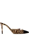 Andrea Wazen 85mm Caroline Leopard-print Stiletto Mules In Brown