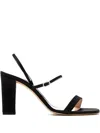 Andrea Wazen 85mm Hally Block Crystal-buckle Sandals In Black
