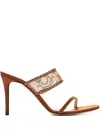 Andrea Wazen 85mm Tabaris Lace-embellished Stiletto Sandals In Brown