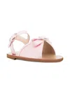 Andrea Wazen Amira Mini Bow-embellished Buckle Sandals In Pink