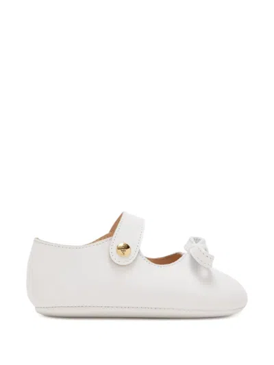 Andrea Wazen Kids' Bow-detail Strap Ballet Flats In White