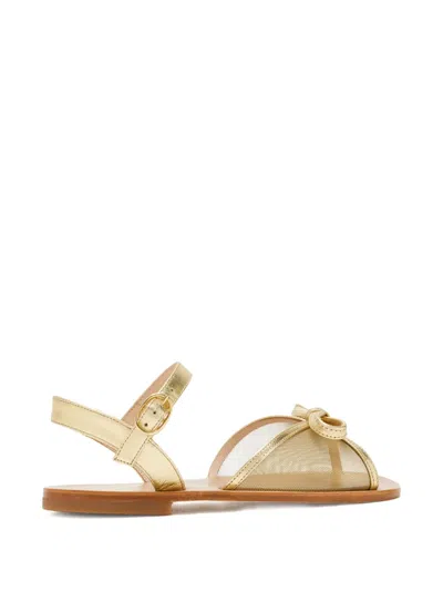 Andrea Wazen Kids' Bow Strap Sandals In Gold