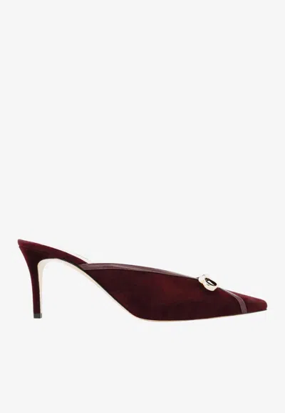 Andrea Wazen Bowie 75 Suede Mules In Bordeaux