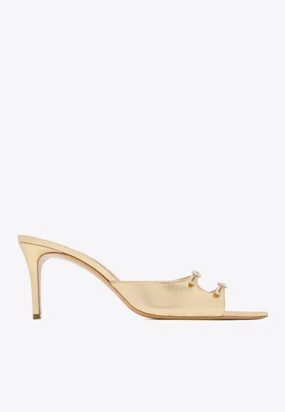 Andrea Wazen Carol 75 Metallic Leather Mules