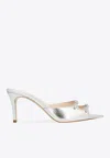 Andrea Wazen Carol 75 Metallic Leather Mules