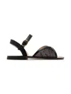 Andrea Wazen Crystal-embellished Buckle-strap Sandals In Black