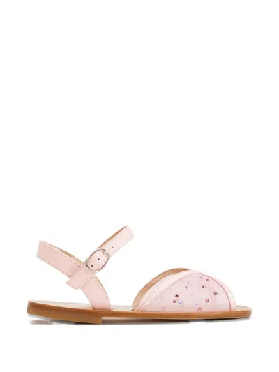 Andrea Wazen Kids' Embellished Mesh Sandals In Pink