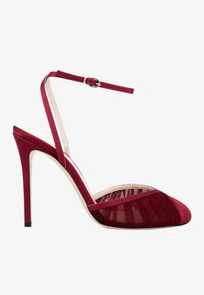 Andrea Wazen Emma 105 Tulle Pumps In Red