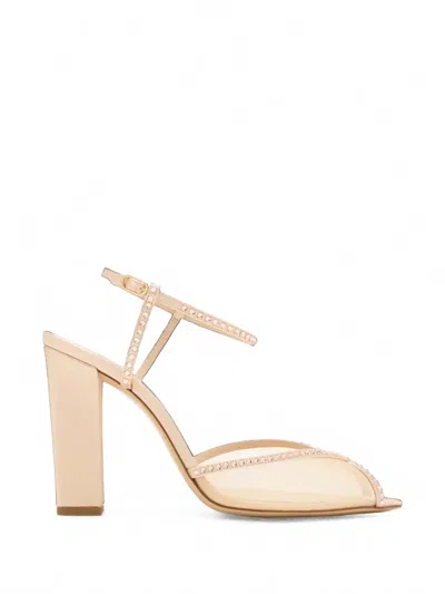 Andrea Wazen Katy Crystal-embellished Mesh Sandals In Multi