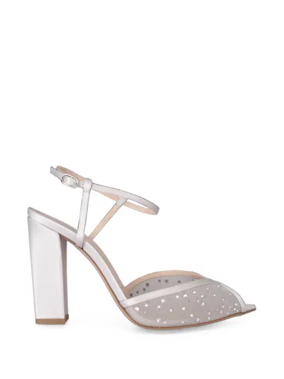 Andrea Wazen Katy Crystal-embellished Mesh-panel Sandals In Multi