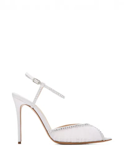 Andrea Wazen Katy Crystal-embellished Sandals In White
