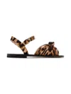 Andrea Wazen Katy Leopard-print Sandals In Brown