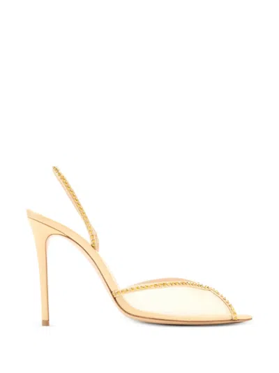 Andrea Wazen Katy Mesh Sandals In Gold
