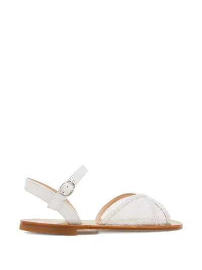 Andrea Wazen Kids' Katy Mini Lace-detail Beaded Sandals In White