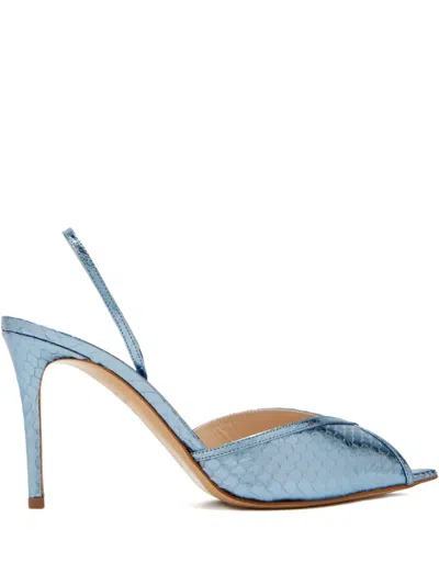 Andrea Wazen Katy Peep-toe Slingback Pumps In Blue
