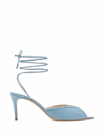 Andrea Wazen Katy Wrap Sandals In Blue