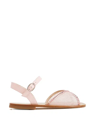 Andrea Wazen Kids' Lace-embellished Sandals In Pink