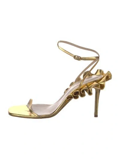 Pre-owned Andrea Wazen Leather Sandals In Gold