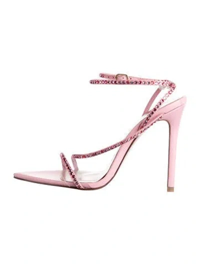 Pre-owned Andrea Wazen Leather Sandals In Pink