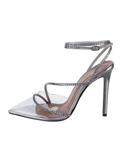 Pre-owned Andrea Wazen Leather Slingback Pumps In Silver