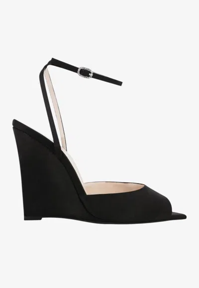 Andrea Wazen Loulou 105 Satin Wedge Sandals In Animal Print