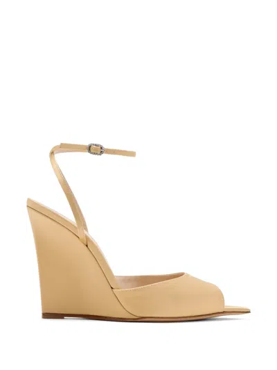 Andrea Wazen Loulou Ankle Strap Mules In Brown