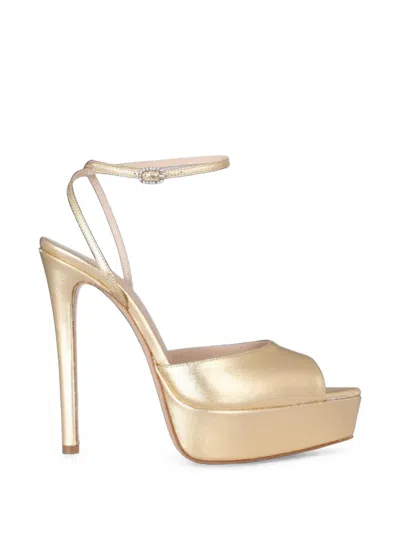 Andrea Wazen Loulou Metallic-effect Platform Sandals In Gold